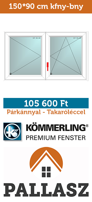 150*90 cm kfny-bny műanyag panel ablak - párkánnyal - takaróléccel