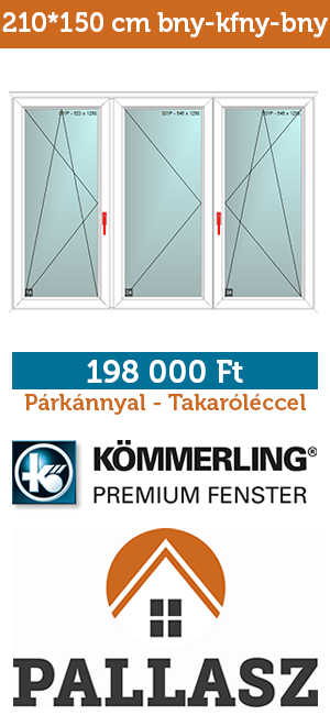 210*150 cm kfny-bny-bny panel műanyag ablak - párkánnyal - takaróléccel