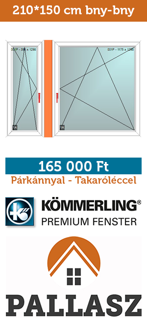 210-150 cm sorolt bny-bny válaszfalas műanyag panel ablak