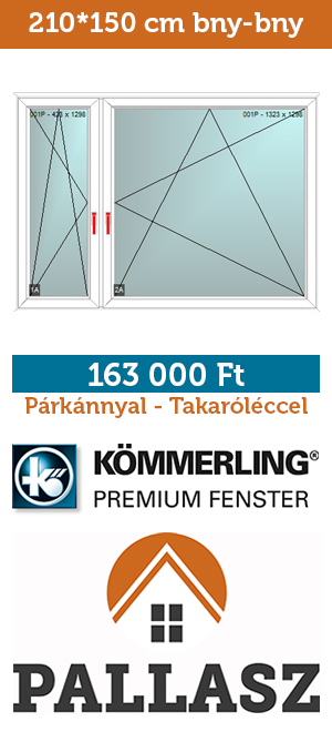 210*150 cm tokosztott bny- bny panel műanyag ablak