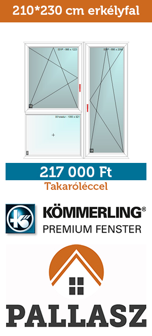 210*230 cm panel műanyag ablak - erkélyajtó - erkélyfal