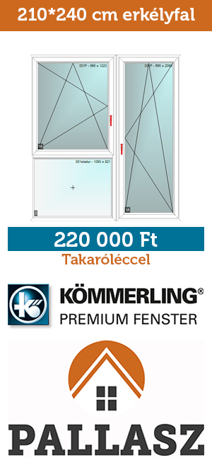 210*240 cm panel műanyag ablak - erkélyajtó - erkélyfal