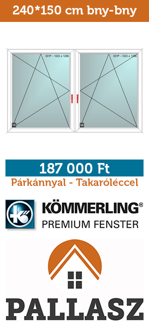 240-150 cm tokosztott bny-bny műanyag panel ablak