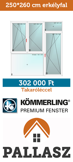 250*260 cm panel műanyag ablak - erkélyajtó - erkélyfal