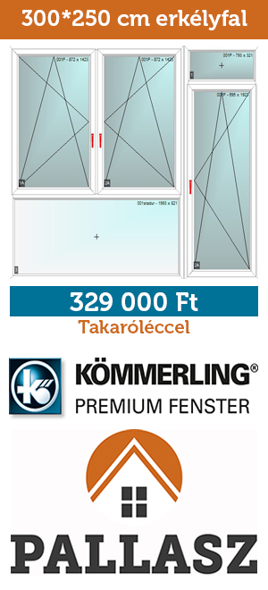 300*250 cm panel műanyag ablak - erkélyajtó - erkélyfal