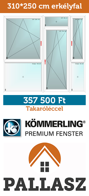 310*250 cm panel műanyag ablak - erkélyajtó - erkélyfal