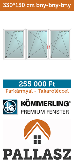 330-150 cm sorolt bny-bny-bny műanyag panel ablak