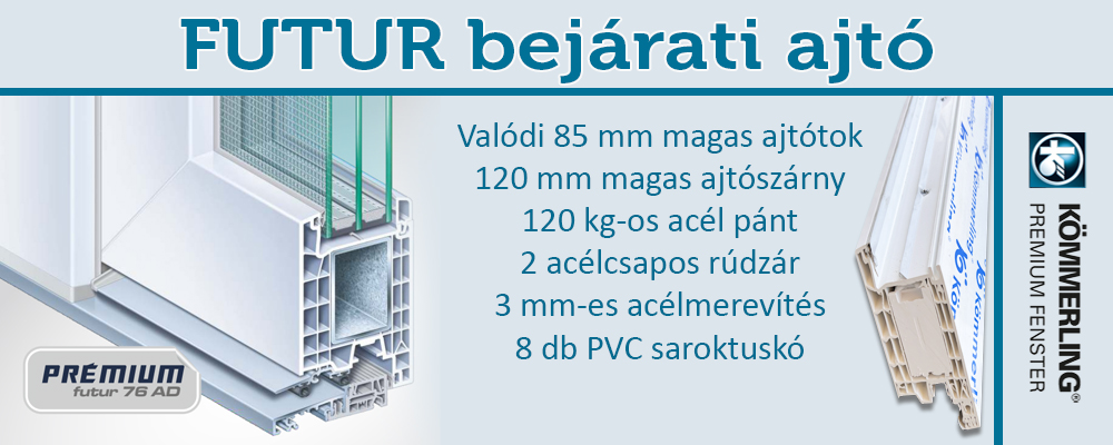 Kömmerling AD76 Futur erősített műanyag bejárati ajtó