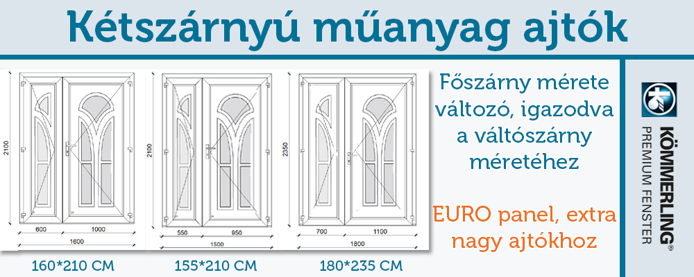 Műanyag kétszárnyú díszpaneles bejárati ajtó - EURO panellel, amikor nagyon magas és széles az ajtó