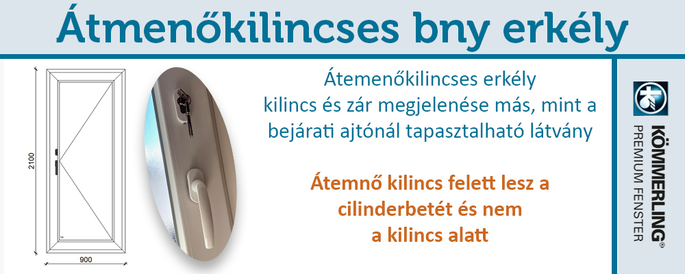 Átmenőkilincses bukó-nyíló műanyag erkély és teraszajtó