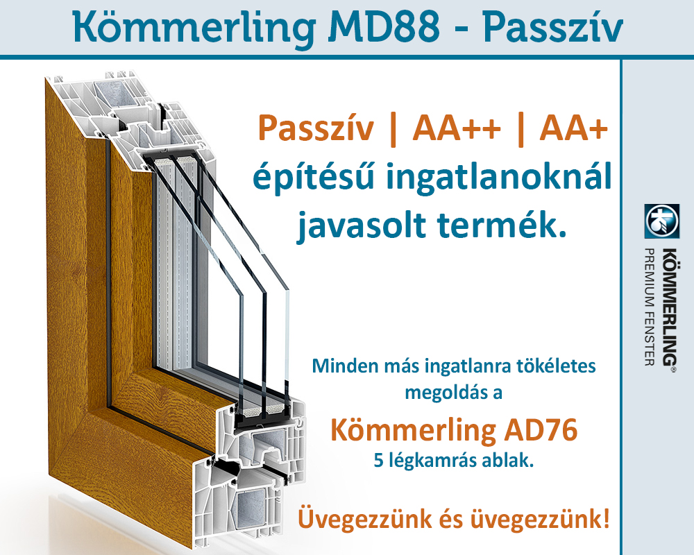 Kömmerling MD88 - 7 légkapmás ablak - passzív