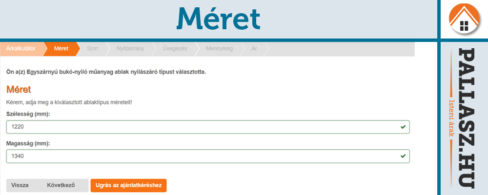 Műanyag ablak kalkulátor - ablakméret